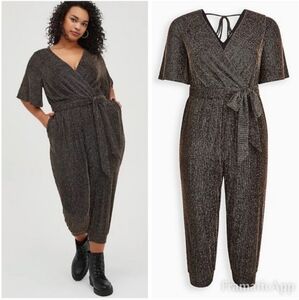NWT Torrid black and silver glitter jumpsuit. size 00 torrid/size 10